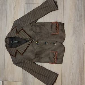 Rampage Vintage Blazer Brown Pinstripe Size 3